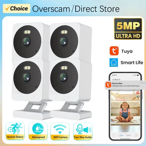 Imagen 1 del producto Cámara de Vigilancia Tuya 5MP SmartLife, Monitor para Bebés con Detección Humana, Mini Cámara IP de Seguridad Interior, Impermeable, CCTV