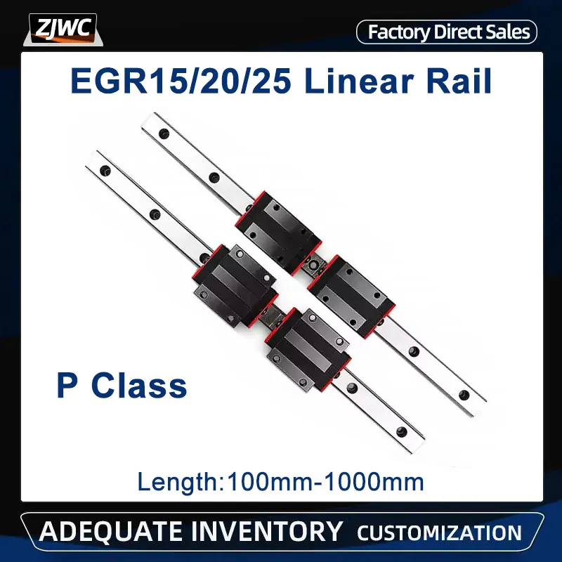 

2pcs EGR15 EGR20 EGR25 Linear Guides 100mm-1000mm Linear Rails+4pcs EGH15CA EGH20CA EGH25CA EGW20CC Sliders Block for CNC Parts