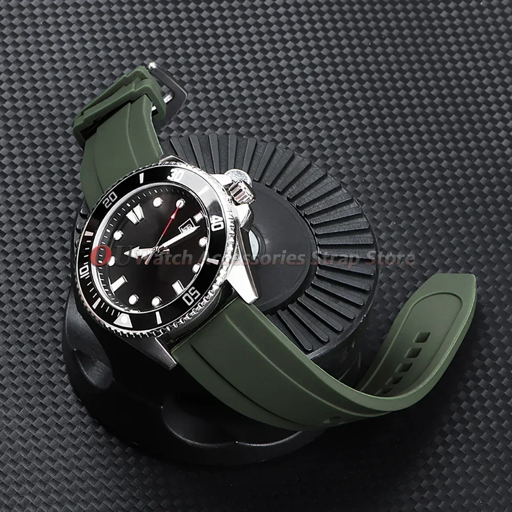 Silikon-Uhrenarmband 20mm 22mm für Seiko für Rolex für Omega Schnellverschluss-Uhrenarmband Schmetterlingsverschluss Gummi Damen Herren Armbänder – Detail 8