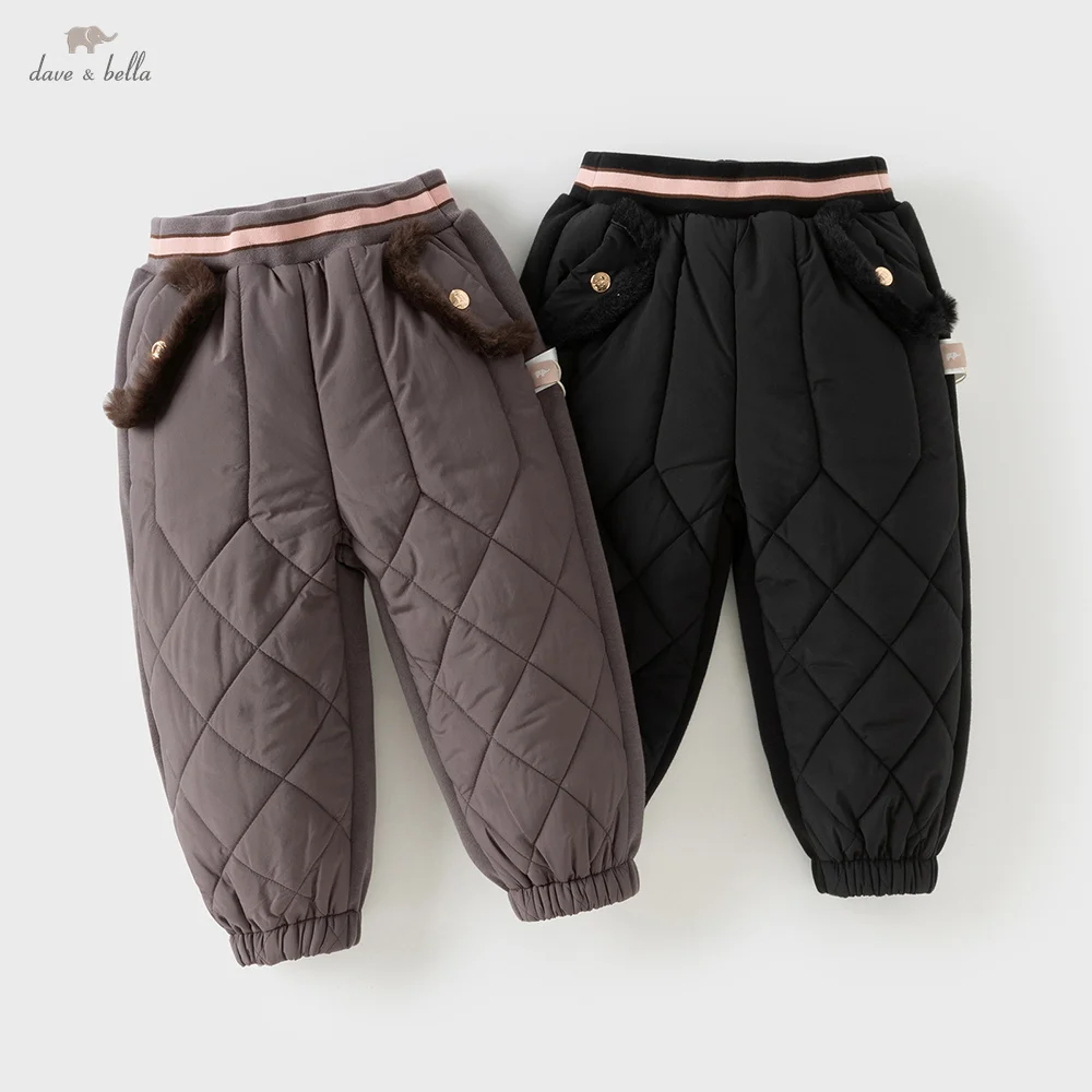 

Плюшевые штаны Dave Bella для девочек, осенне-зимние утепленные брюки с хлопковой подкладкой, эластичная повседневная верхняя одежда, детская одежда DB4253828
