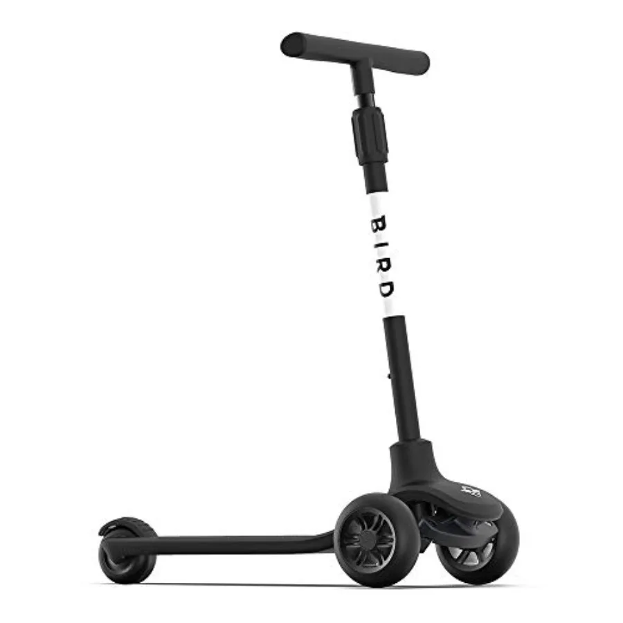 

3-Wheeled Kick Scooter with Adjustable Height Handle Lean to Steer Back Stomp Brake Durable ABS Plastic Black and Red