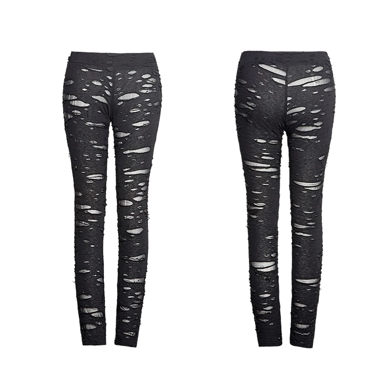 Punkrave leggings femininos gótico malha quebrada leggings personalidade moda diário magro calças compridas