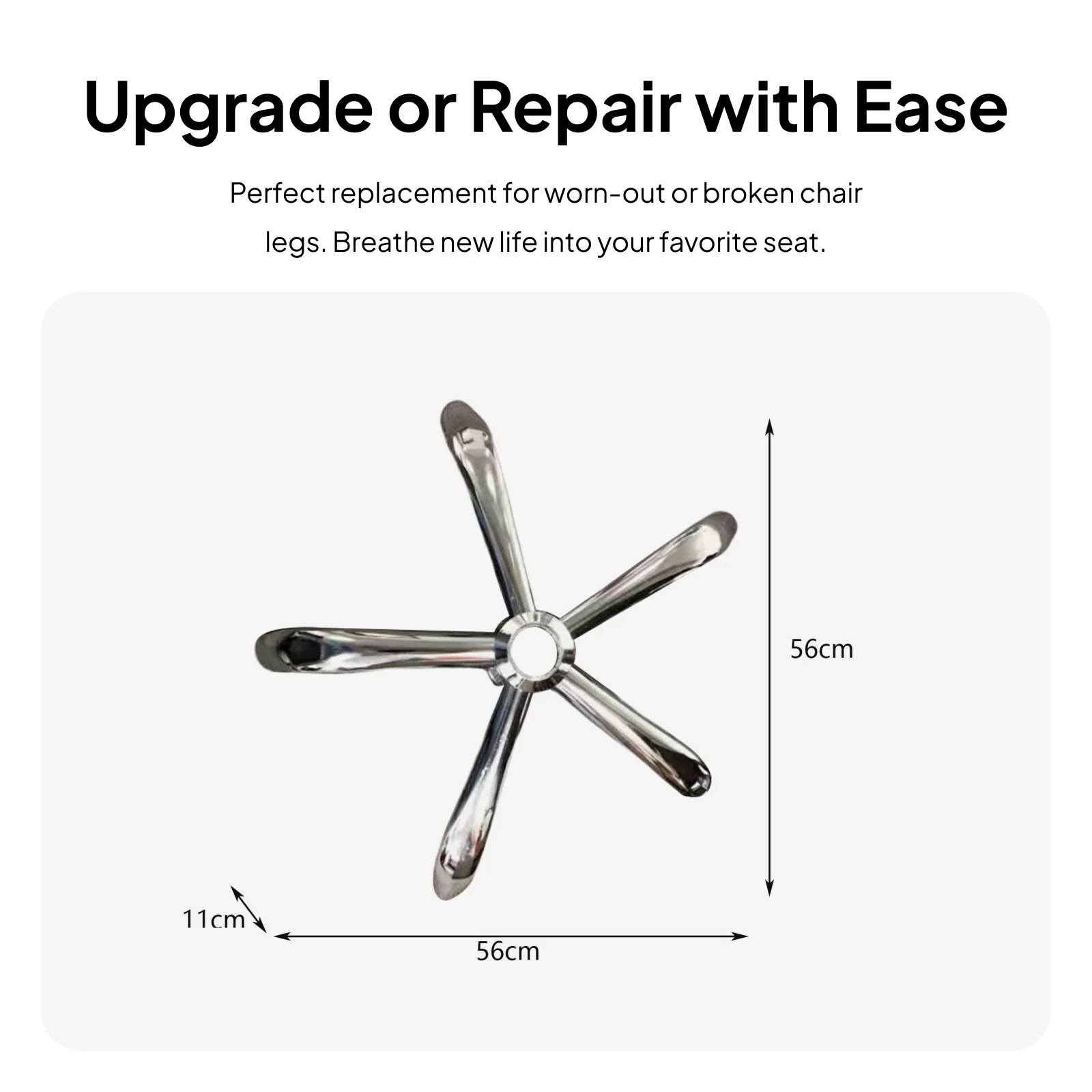 Universal Reinforced Metal Office Chair Base Swivel Gaming Chair Replacement Part for Kitchen Home Study