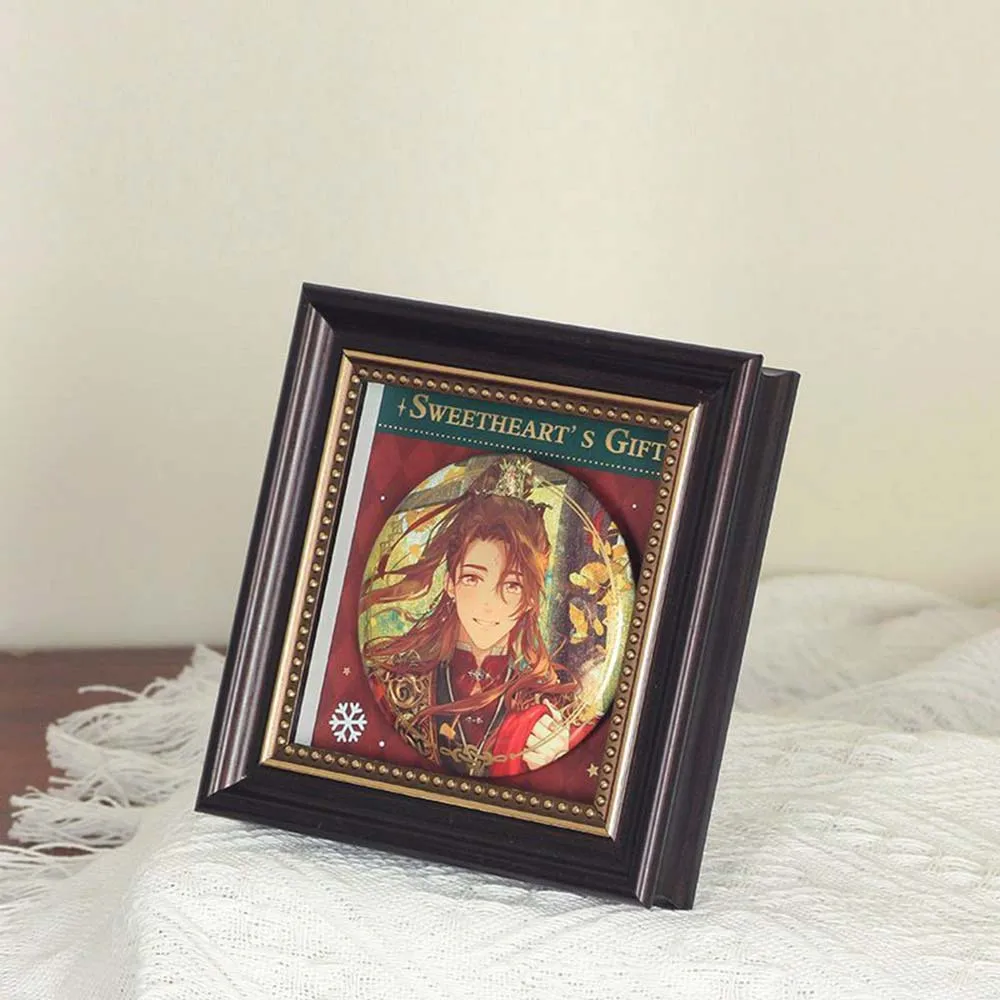 New Vintage Wood Photo Frame Badge Display Frame with Stand Anime Round Brooch Pin Storage Holder 58/65mm Badge Frame Collection