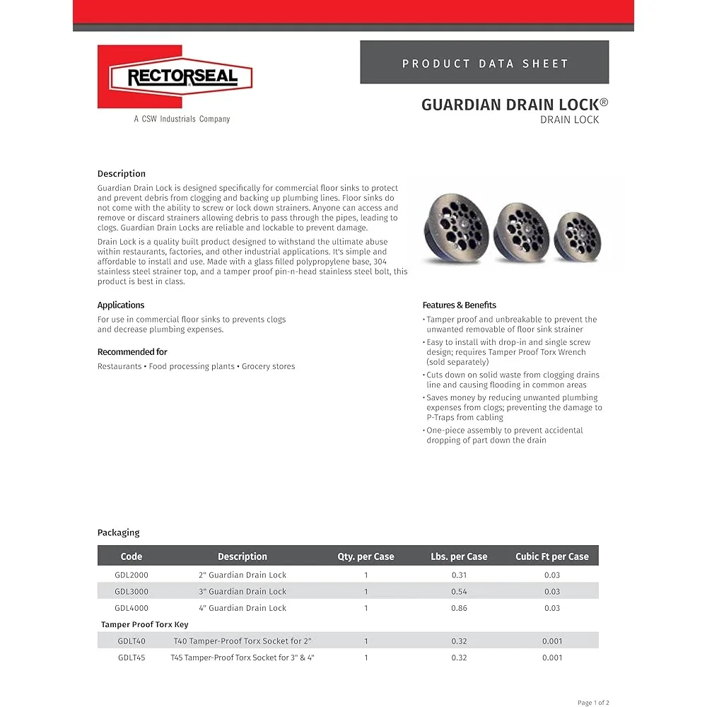 GDL2000 Drain Lock Neutral Commercial Floor Sinks Prevents Clogs Reduces Plumbing Costs Easy Installation Durable Design