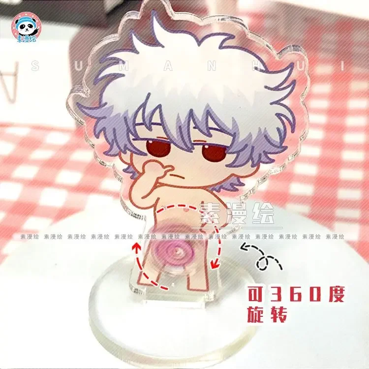 Sakata Gintoki Strawberry Milk Rotate Acrylic Stand GINTAMA Anime Goods Collection Funny Figure Display Desk Decor Ornament Gift