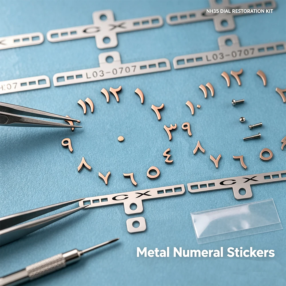 Anpassbares Zifferblatt-Metallsticker mit arabischen Ziffern für NH35 NH36 Uhrwerk 28,5mm-30,5mm Uhrenzifferblatt, mehrfarbiger Sticker ﻿