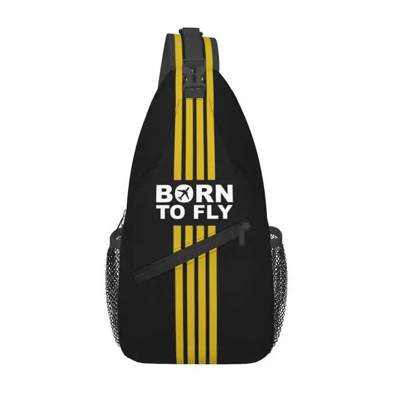 

Custom Born To Fly Captain Stripes Sling Bag for Men Flight Pilot Aviation Aviator Shoulder Crossbody Chest Backpack Daypack