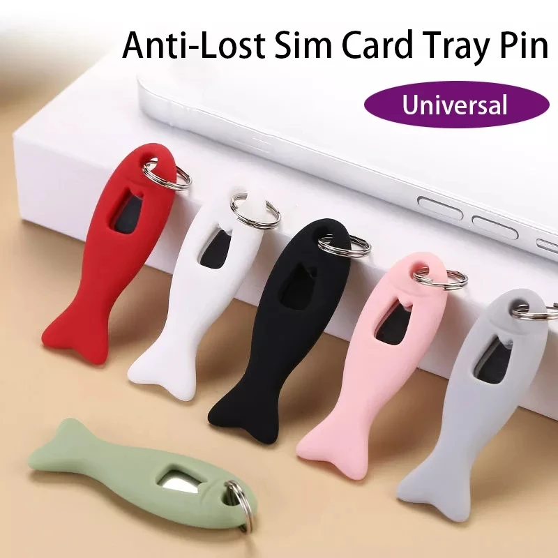 Creative Fish Shape Anti-Lost Sim Card Pin Tray for IPhone X XS XR Xiaomi Samsung Universal Sim Card Remover Card Eject Tool