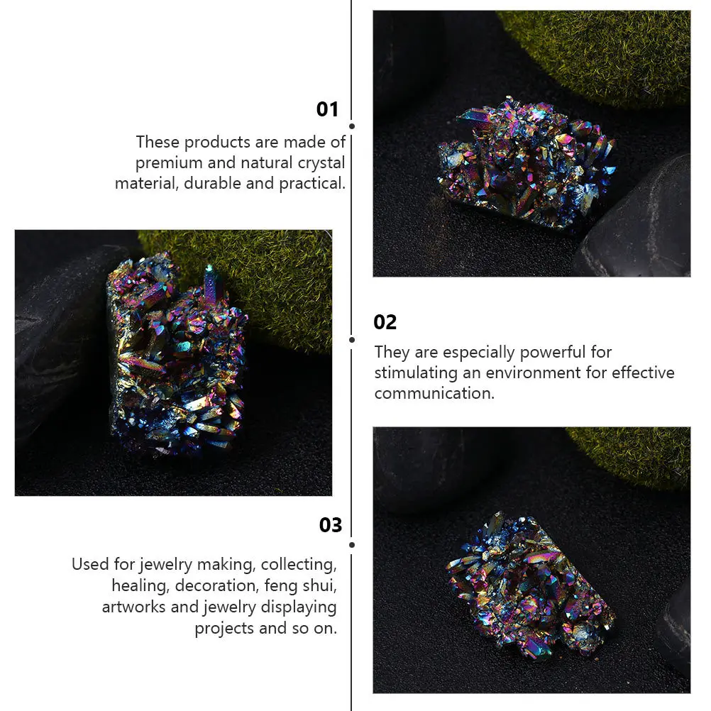 

2 Pcs Natural Stones Cluster Crystal Decoration Home Ornament Fish Tank Adornment
