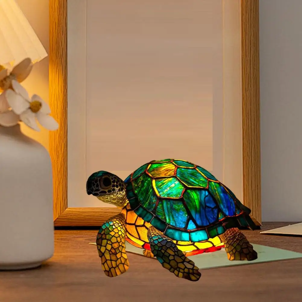 Desk Lamp Tortoise Shape Bedroom Living Room Office Decoration Animal Table Lamp Night Light for Relaxation Bohemian Resin Lamps