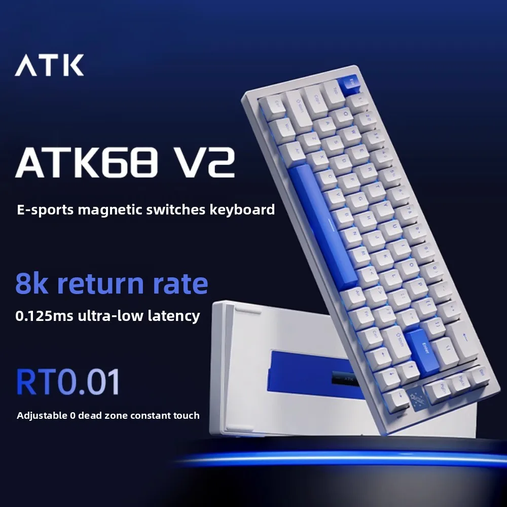 

ATK68 V2 Aluminum Wired Gaming Magnetic Mechanical Keyboard Rapid Trigger 0.01mm 8K Hotsawp RGB Backlight Low Delay Keyboard