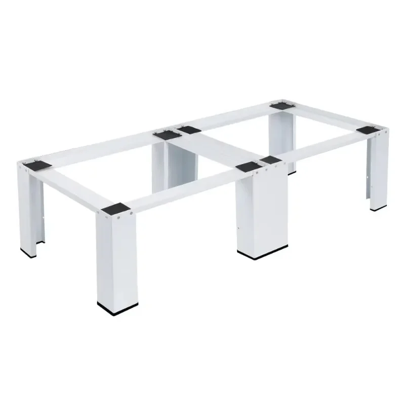 

White Rugged Dual Base Frame Washer Dryer Stand Base Pull-Out Shelf Non-Slip Pad 2 Storage Racks