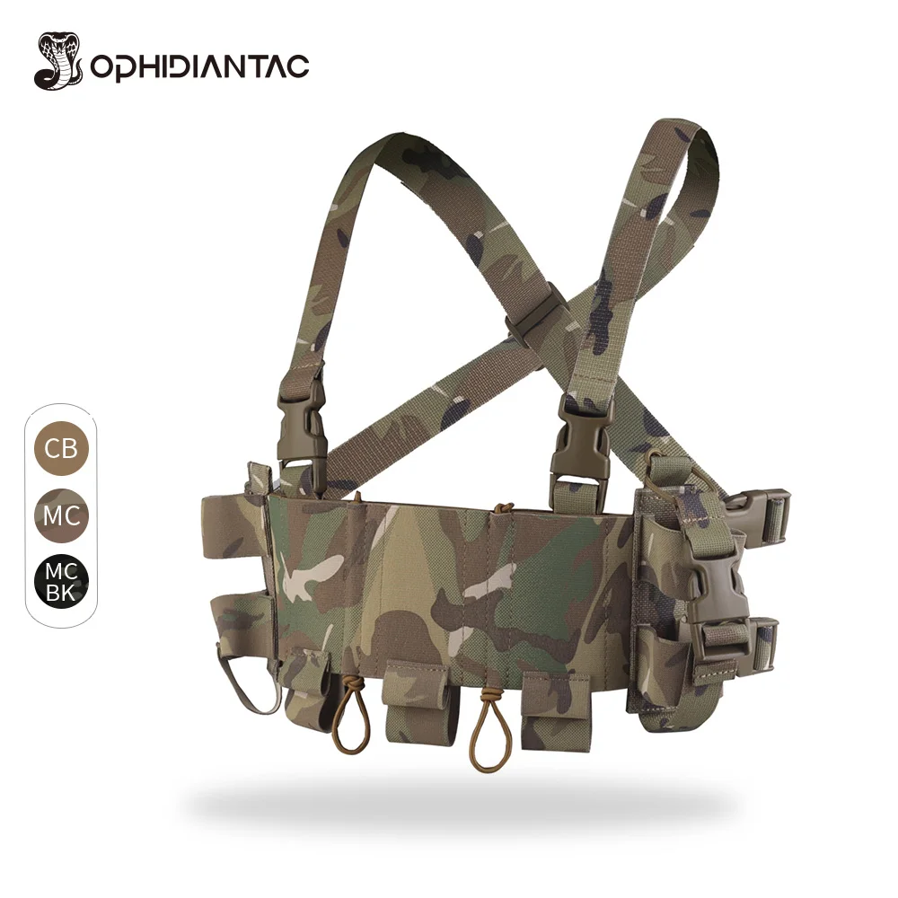 

OPHIDIANTAC Durable Minimalistic Multi-Mission Chest Rig With Elastic Triple Mag Pouch Outdoor CS Chest Hanging Vest