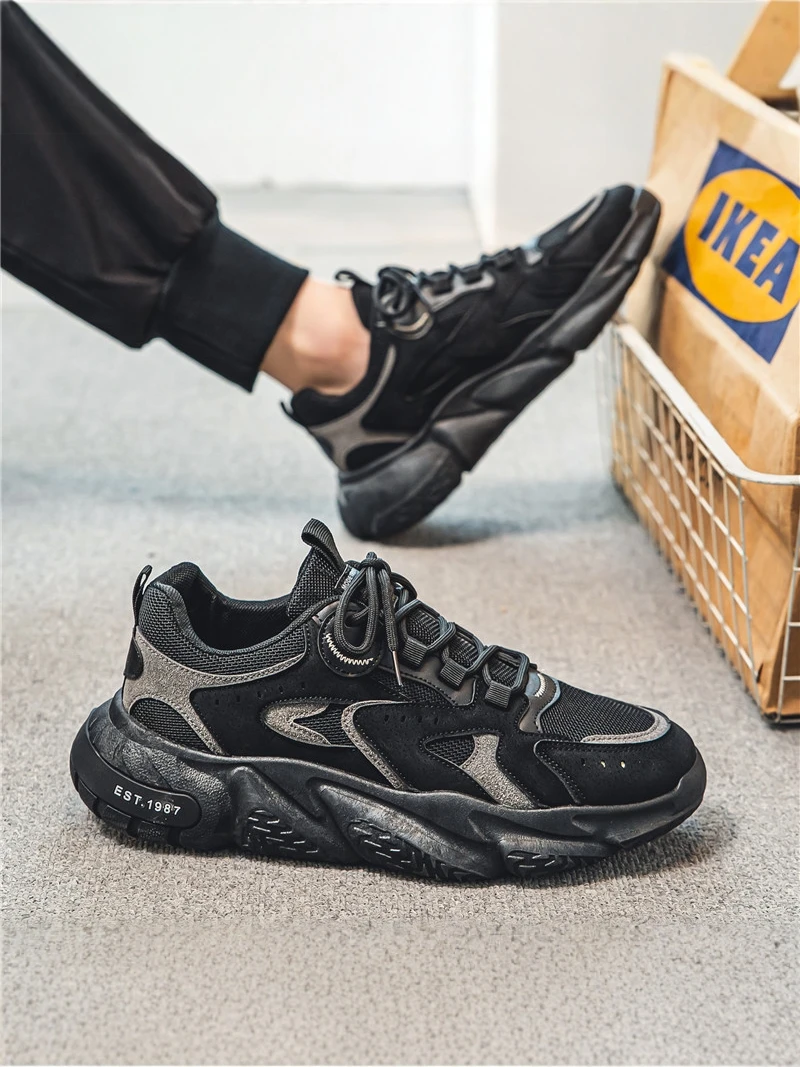 Men's Retro Trendy Thick Bottom Sports Shoes Casual Wear-Resistant All-Match Autumn Winter New Style Durable Mesh Upgraded Da...