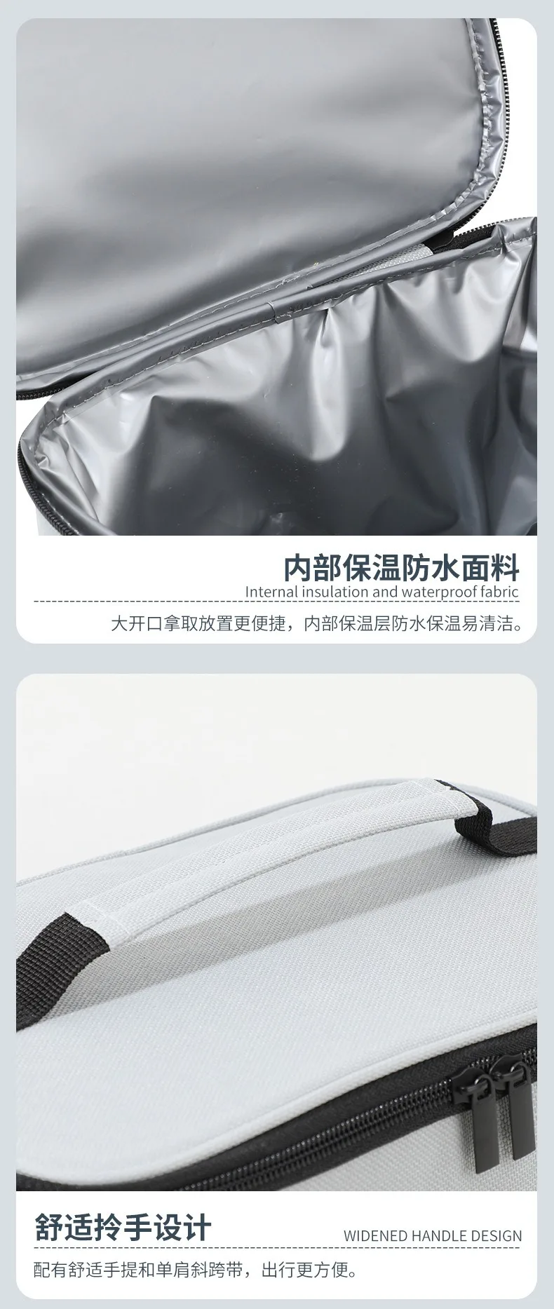 Ein Muss im Winter! Dopamin-Farbige Picknick-Kühltasche, Diagonal über die Schulter, Quadratische Lunchtasche, Tragbar für unterwegs, Verdickte Aluminiumfolie – Detail 5