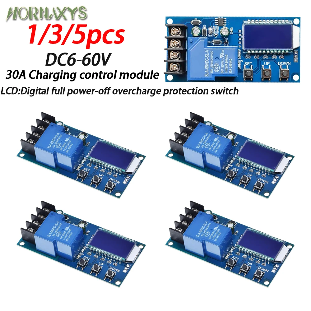 جهاز التحكم في شحن البطارية الشمسية DC 6-60V 30A - حمض الرصاص متوافق مع 12V 24V 36V 48V - لوحة حماية مفتاح الوقت للخرب