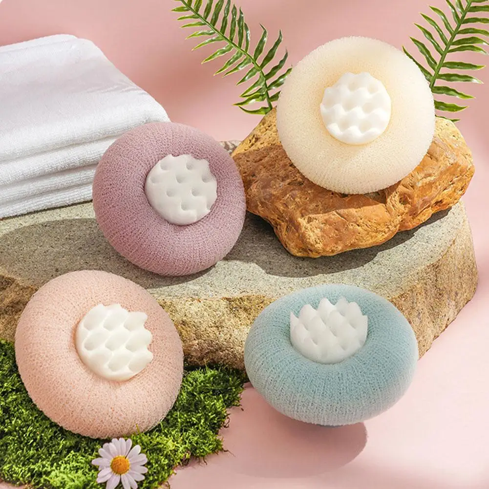 4PCS Round Soft Mesh Handheld Bath Sponge Balls Cleaning Brush Shower Body Cleaner Exfoliat Scrubbers Bath Ball Bathroom