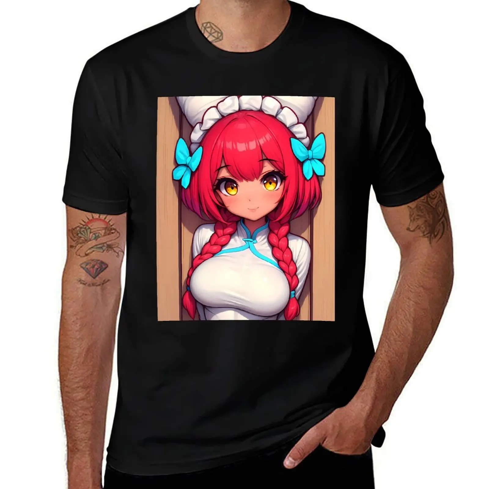 

Lupusregina Beta Overlord Anime Girl Red Braids Bold Smile T-Shirt quick drying summer tops mens t shirts