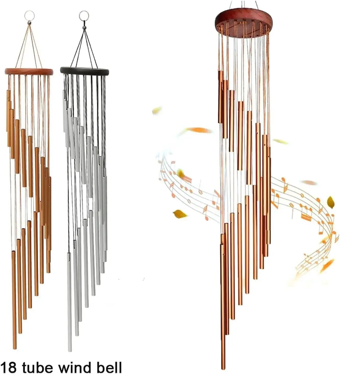 Nordic Wind Chimes - 18 Tubes, Metal Wind Bells, Classic Handmade Garden Ornament, Patio Wall Hanging Home Decor