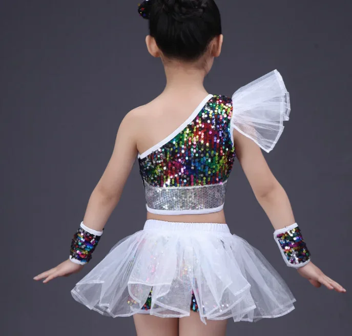 New style Dance Wear Girls Jazz Dance Street  Performance Costumes Children's Modern model Catwalk Sequin Costumes Skirts