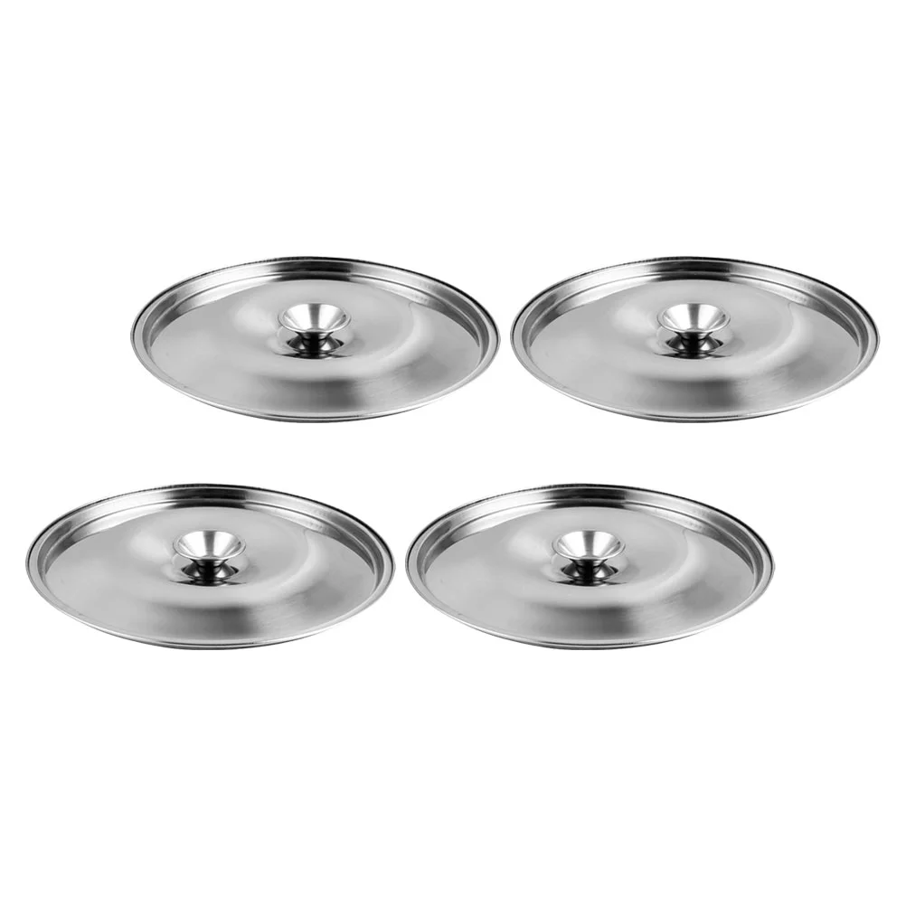 

4 Pcs Stainless Steel Taste Cup Lid Replacement Seasoning Pot Covers Metal Reusable Oil for Cooker