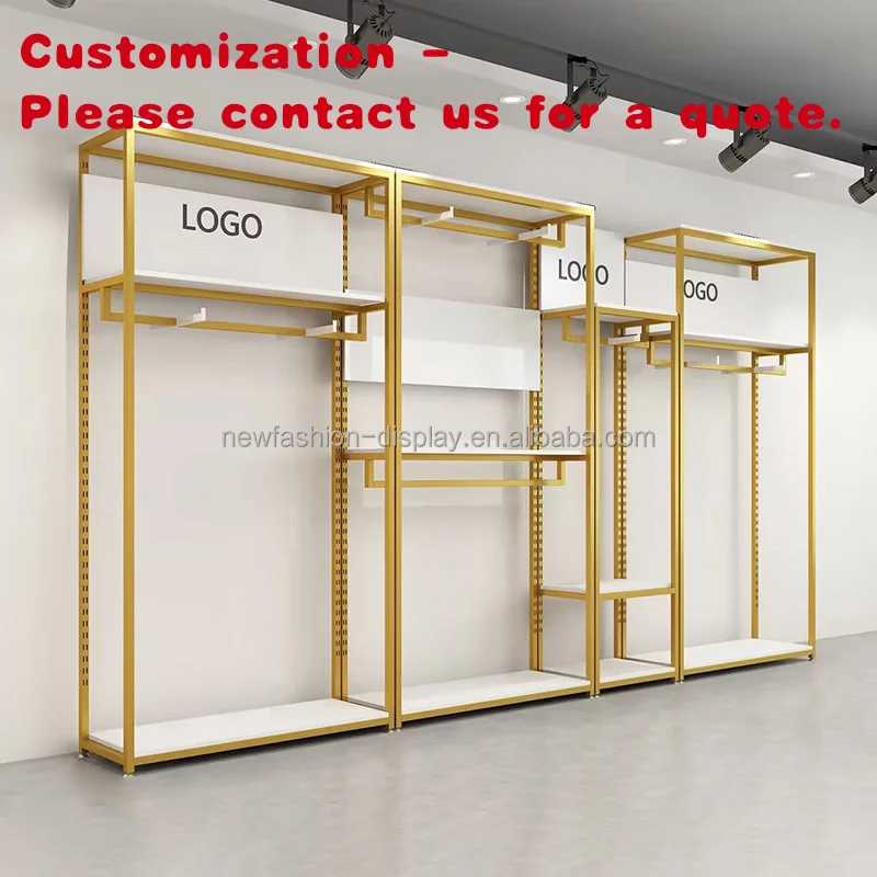 

custom.Customized Stainless Steel Display Rack Men Women & Kids' Clothes Boutique Rack with Elegant Shop Design