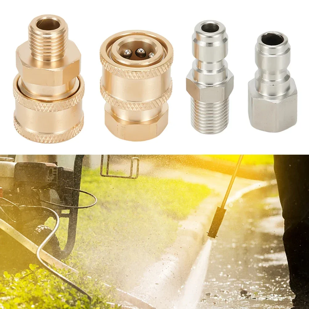 

High Pressure Washer Coupler 1/4 Inch Copper Quick Connect Fittings Male Thread Accessories Garden Hose Tap Connector Adaptor