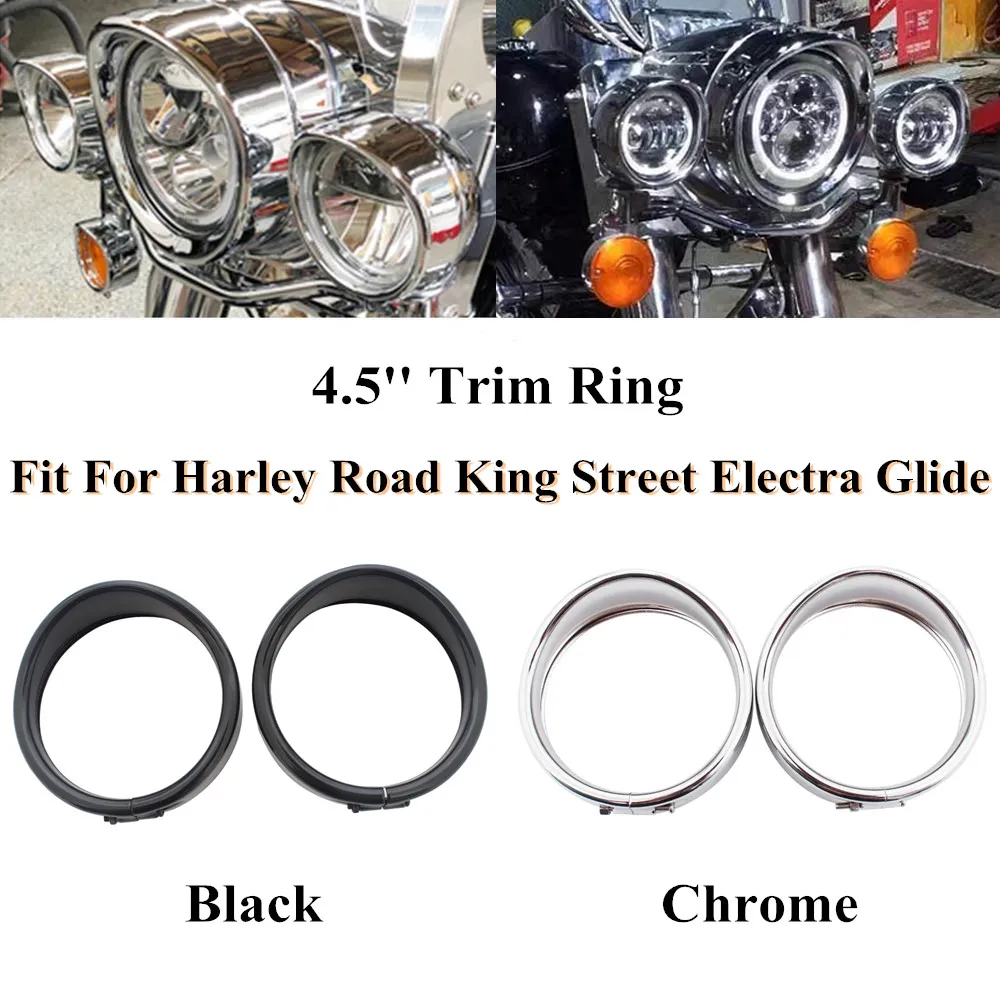 

Motorcycle 4.5" Auxiliary Fog Light Passing Lamp Trim Ring Bezel Visor Cover For Harley Davidson Road King Street Electra Glide