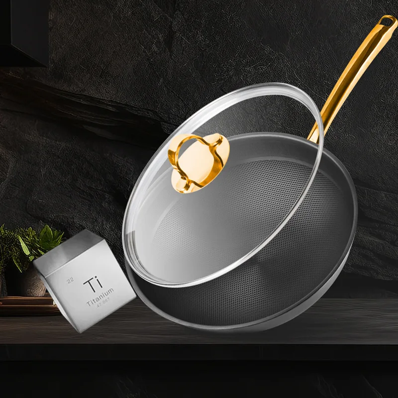 Non-Stick Frying Pan Tempered Glass Lid Modern Dishwasher Oven Safe Cookware Set for  Induction Cooker