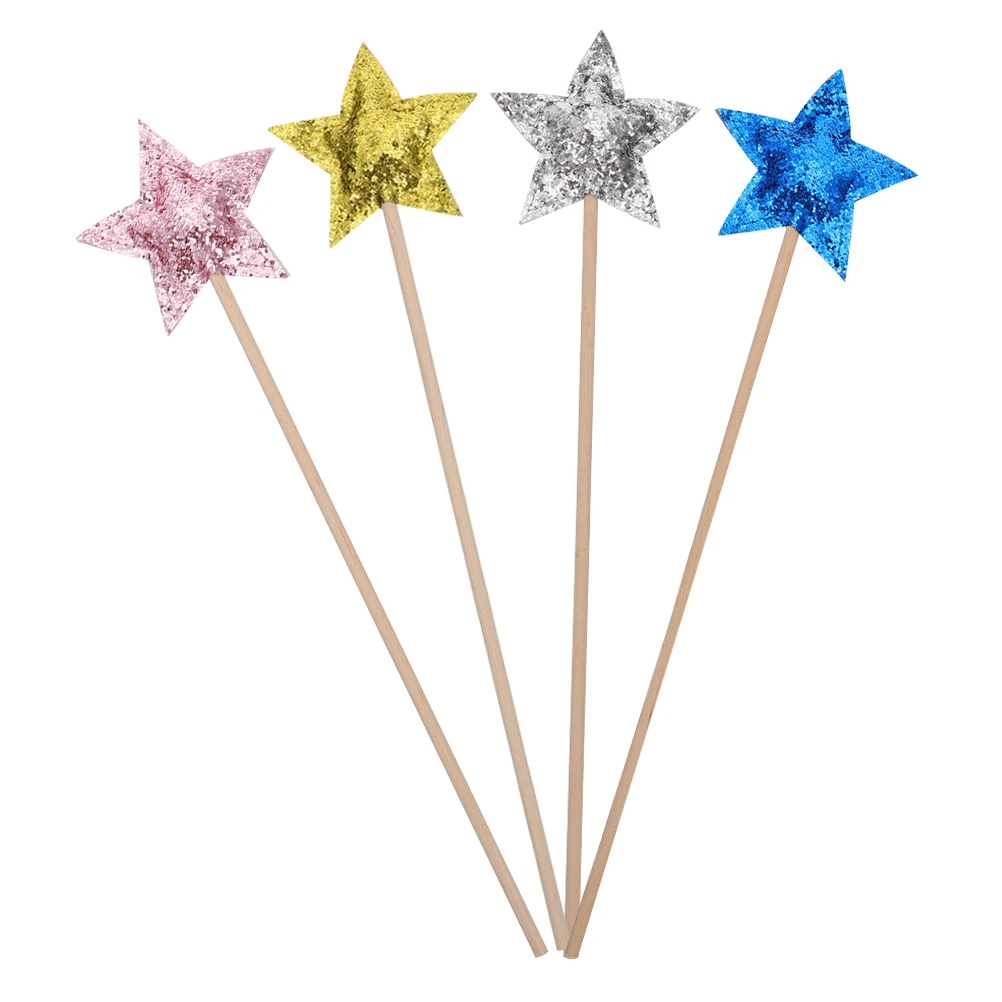 

4 Pcs Teen Girl Gift Props Fairy Stick Photo Cosplay Party Star Wands Sticks