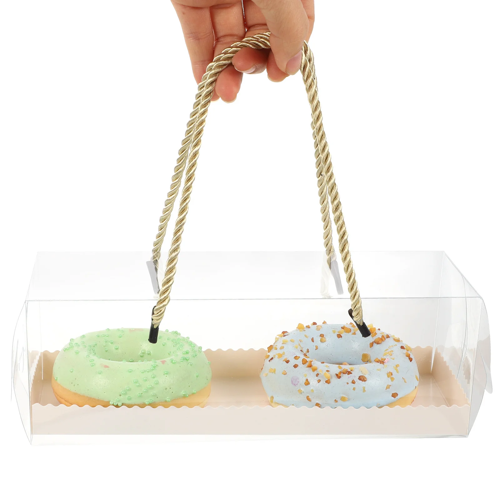 

10Pcs Clear Cake Boxes Food Safe Wear Resistant Portable Handle Rectangular Cupcake Carrier Baking Gift Container