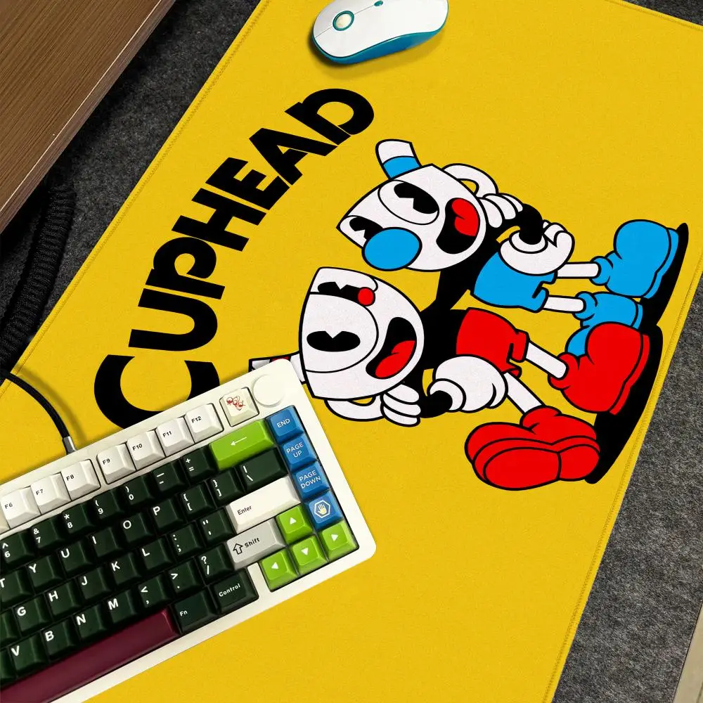 Spiel C-Cuphead Mauspad Xxl Computer Große Größe Rutschfeste Gamer Tastatur 90x40cm Art Design HD Schreibtischunterlage