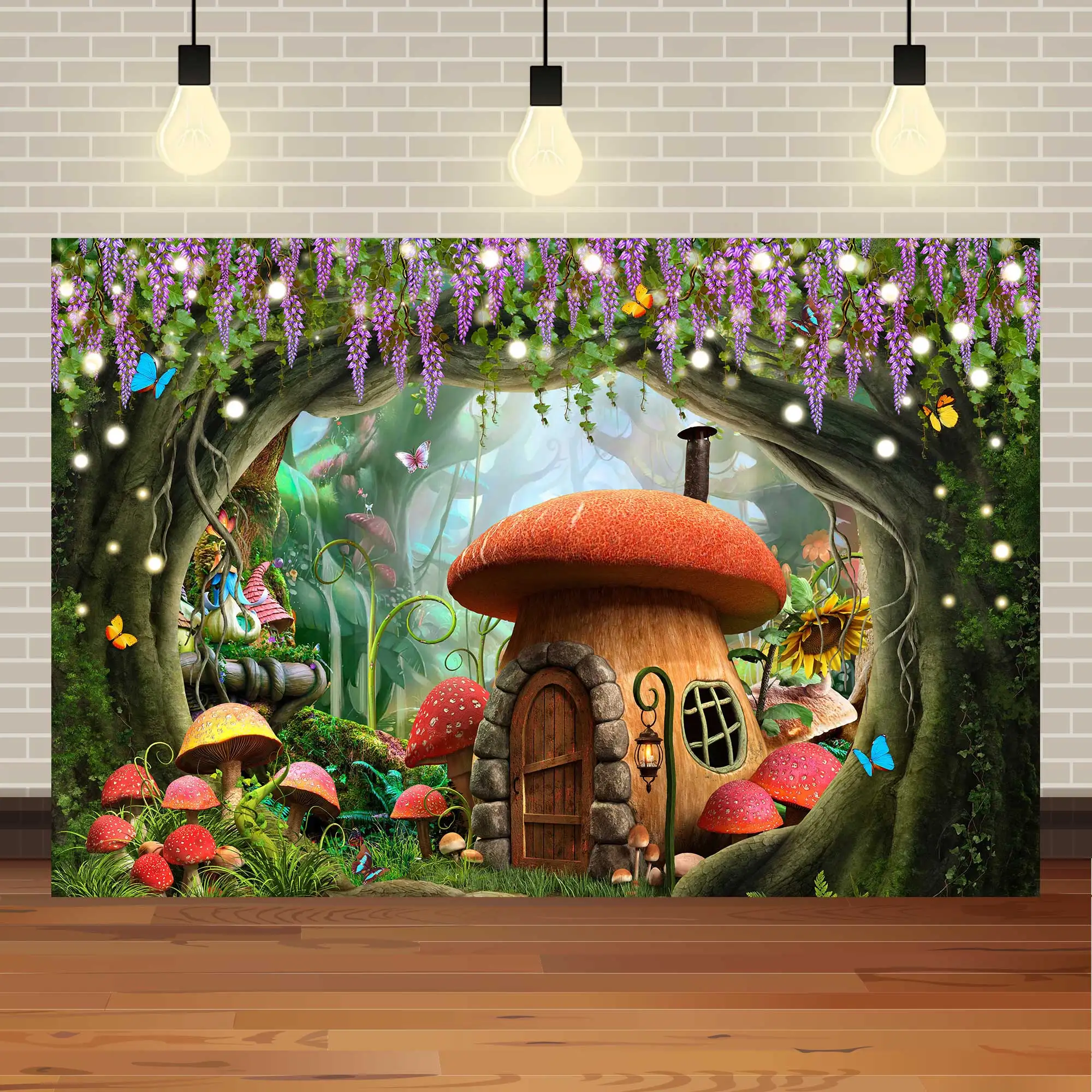 NeoBack Spring Magic Enchanted Forest Mushroom Baby Fairy Tale Land Princess Birthday Photocall Banner Photography Backgrounds