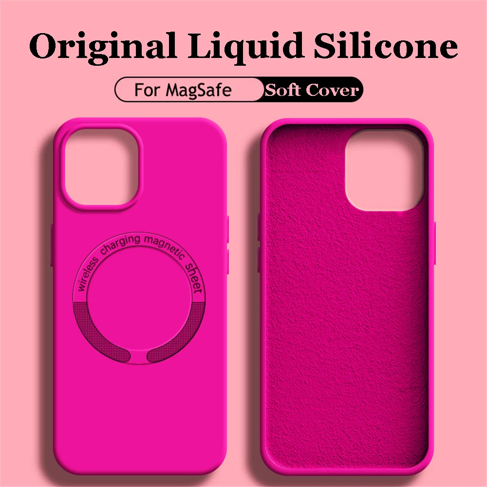 For Magsafe Original Liquid Silicone Phone Case For iPhone 15 16 Pro Max 14 Plus 13 12 11 Magnetic Wireless Charging Back Cover