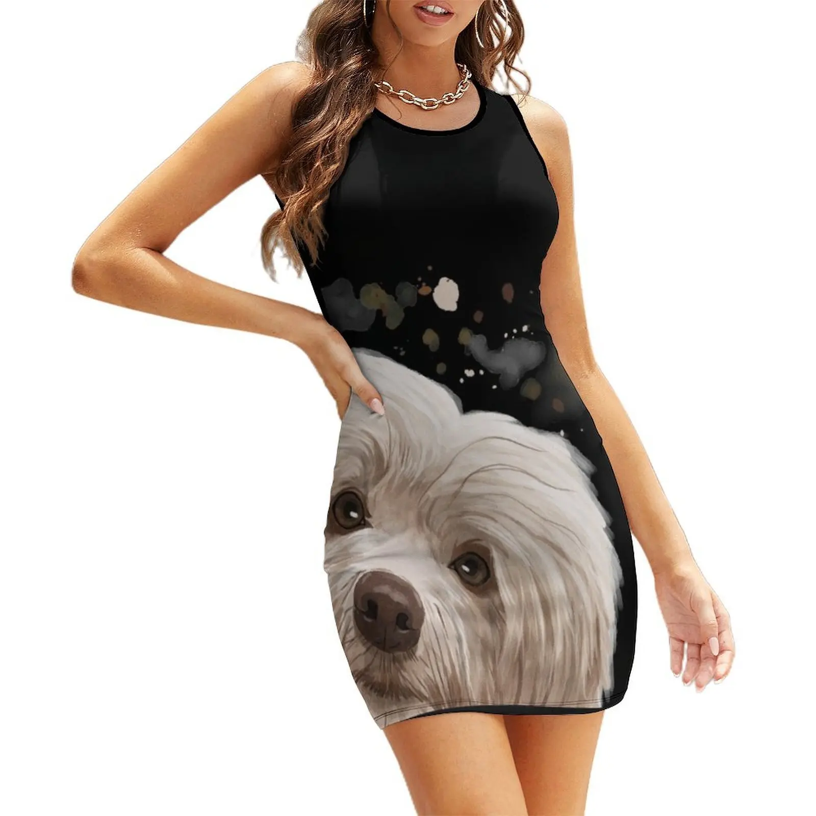 

Curious Havanese Dog Sleeveless Sundress dress korean style Woman fashion dresses for woman 2025 dresses for womens