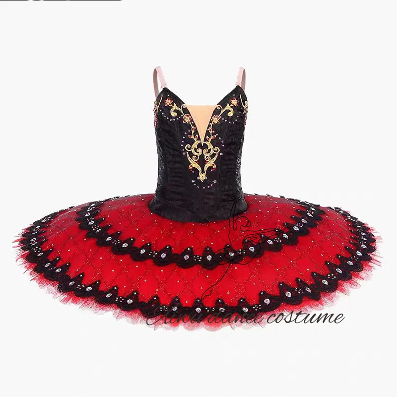 فستان Don Quixote Esmerada ذو أداء الباليه المتنوع من فستان توتو ذو اللون الأسود والأحمر