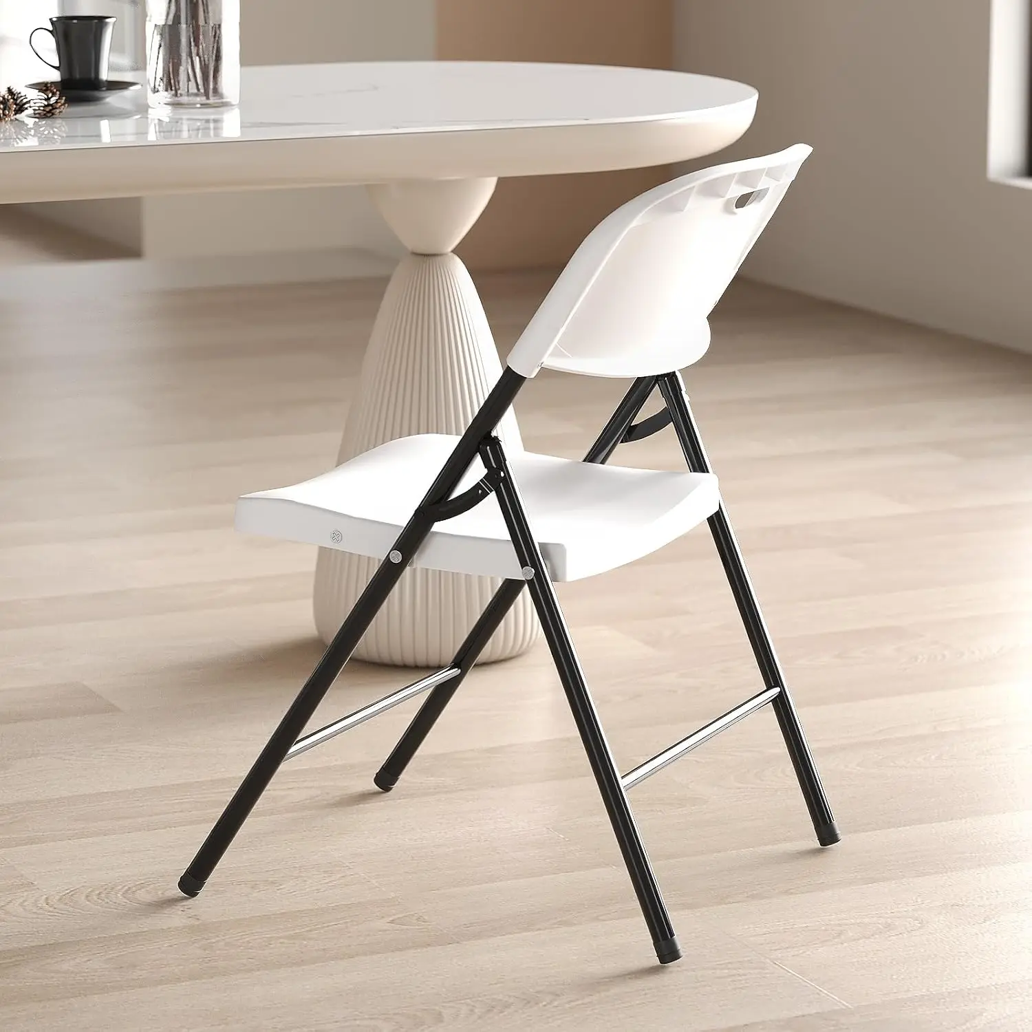 10 Pack 650 Weight Limit Heavy Duty Plastic Folding Chair with Reinfoced Steel Frame for Indoor and Outdoor, Wedding, Party, image 6