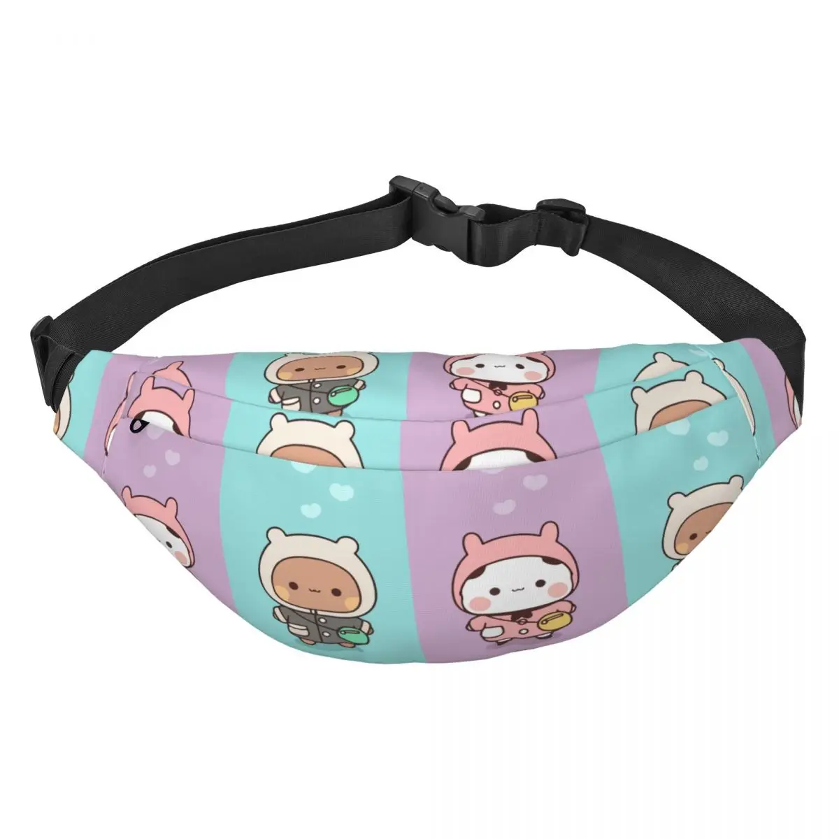 Dudu Bubu Mochi Peach Cat Funny Fanny Pack Men Women Custom Panda Bear Hug Sling Crossbody Waist Bag Camping Phone Money Pouch