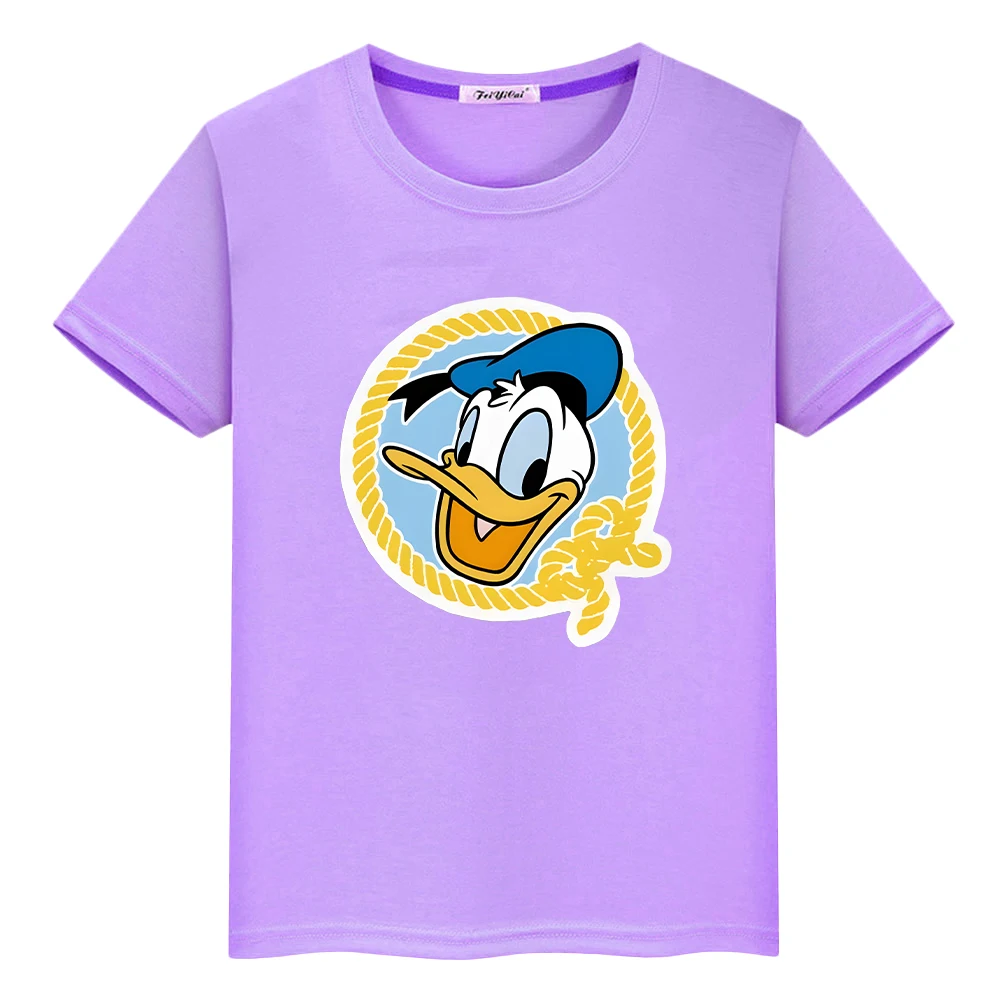 

Donald Duck Print 100%Cotton t shirt for kids boy10years anime Tops y2k one piece Disney Kawaii Short pride tshirt girls clothe