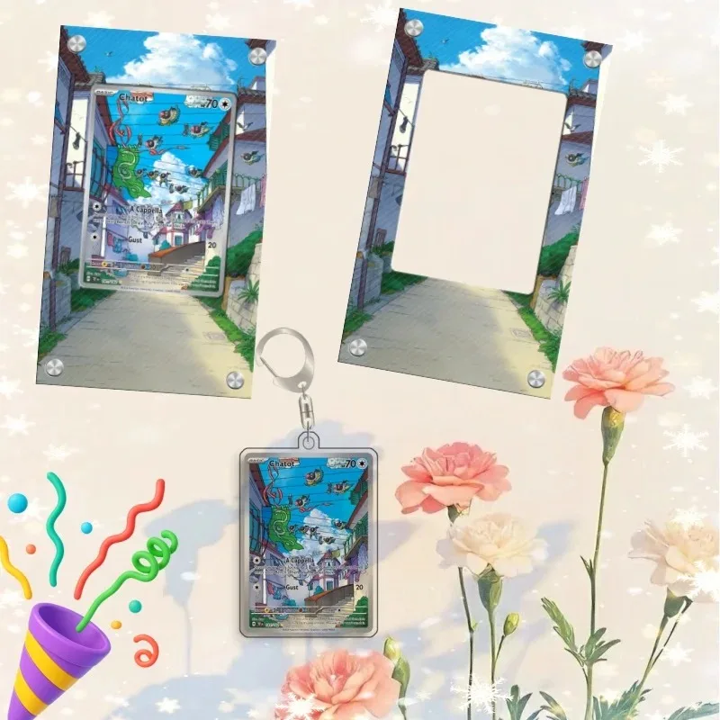 Art Display for Pokemon Chatot Card PTCG Keychain Anime Game Collectibles Anime Merchandise Acrylic Protective Case Toys Gift