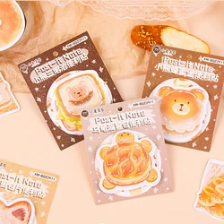 40Sheets Kawaii Special-shaped Animal Bread Toast Sticky Note Cute Self-Adhesive Notepad School Office Supplies Stationery