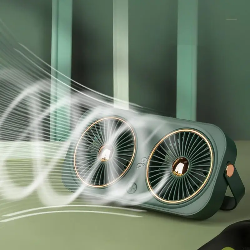 Двойной питьевой двойной для головки вентилятор беспроводной настольный вентилятор Mini Mute Fean 3 Скорость ветра N58D