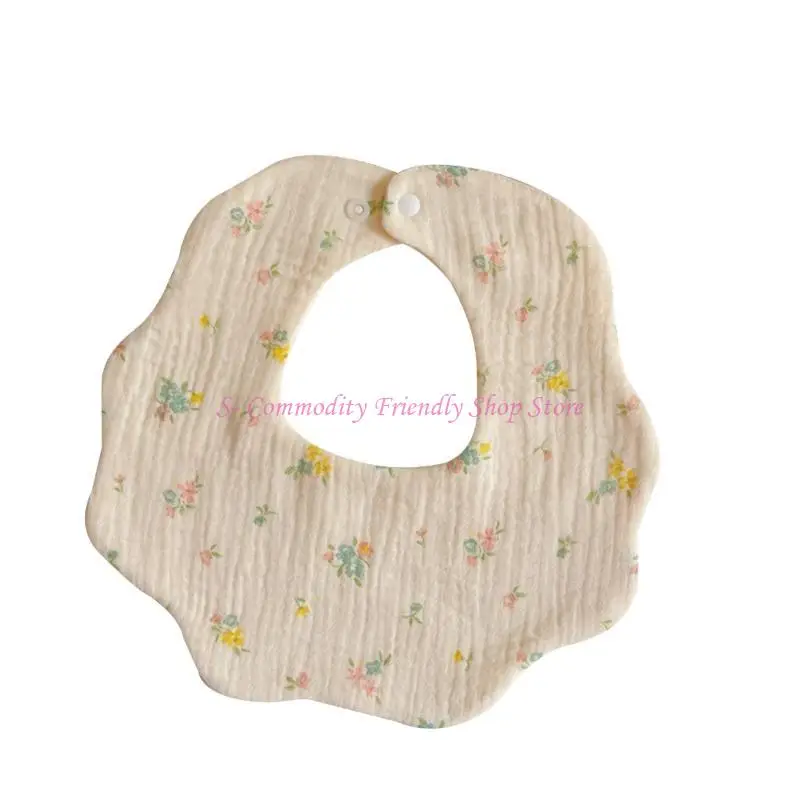 

85AE Baby Bib Breathable Newborn Drooling Bib with 2 Buttons Infant Teething Towel