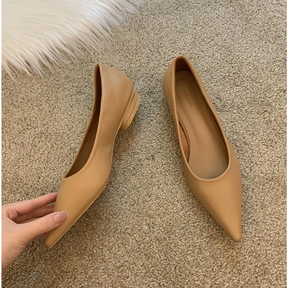 

New Women Low Heel Pumps Pointed Shallow Mouth Soft Sole Single Shoe Ladies Work Shoes Solid Casual Heels Mujer Zapatillas