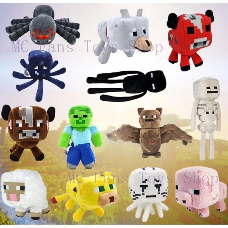 MC Game Plush Toy Stuffed Doll Minecrafte Multiple Styles Final Shadow Dragon Laborer Fear Steve Bat Doll Wholesale in Stock