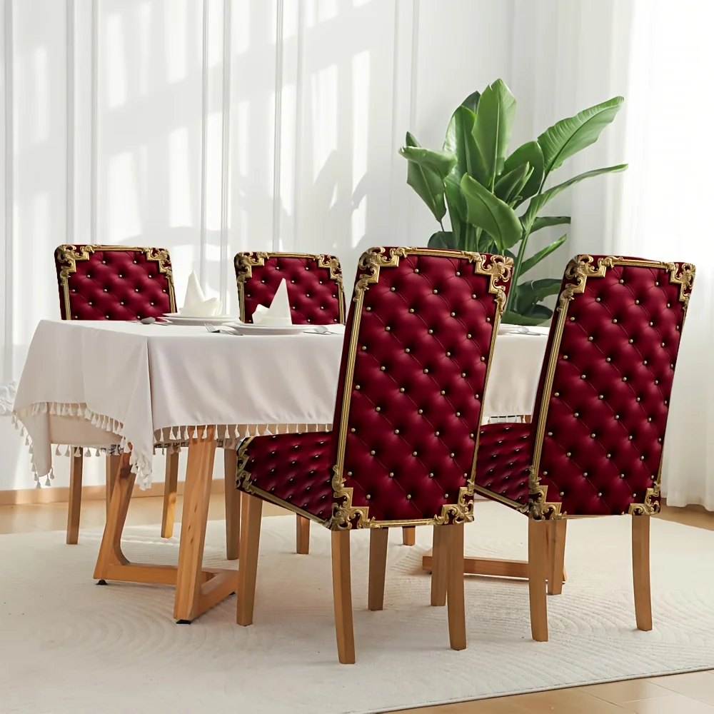 Luxury Retro Buttoned Chair Cover, 2024 New Stretch Elastic Dining Chair Slipcover, Soft Washable Furniture Pro