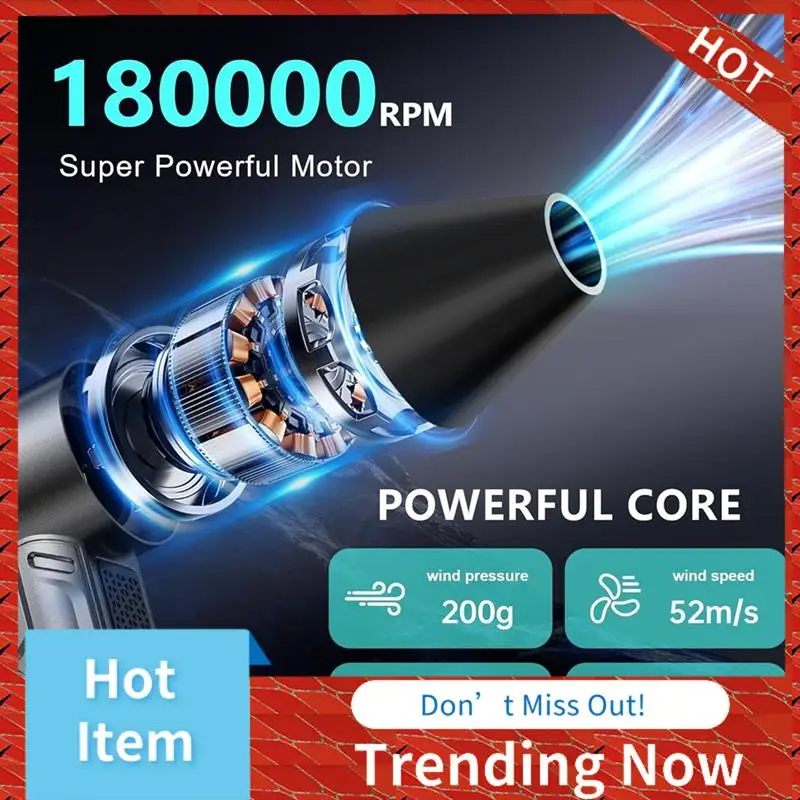 24-Hour Delivery Rechargeable Compressed Air Duster 180000RPM, 3 Gears Adjustable, 10000Mah Battery For Keyboard/PC/Car/Outdoor