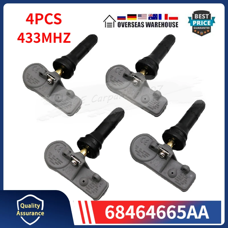 

4PCS/Lot Tire Sensor 68464665AA For 2019-2027 Jeep Gladiator TPMS Tyre Pressure Monitor System 433MHZ 68464665AB