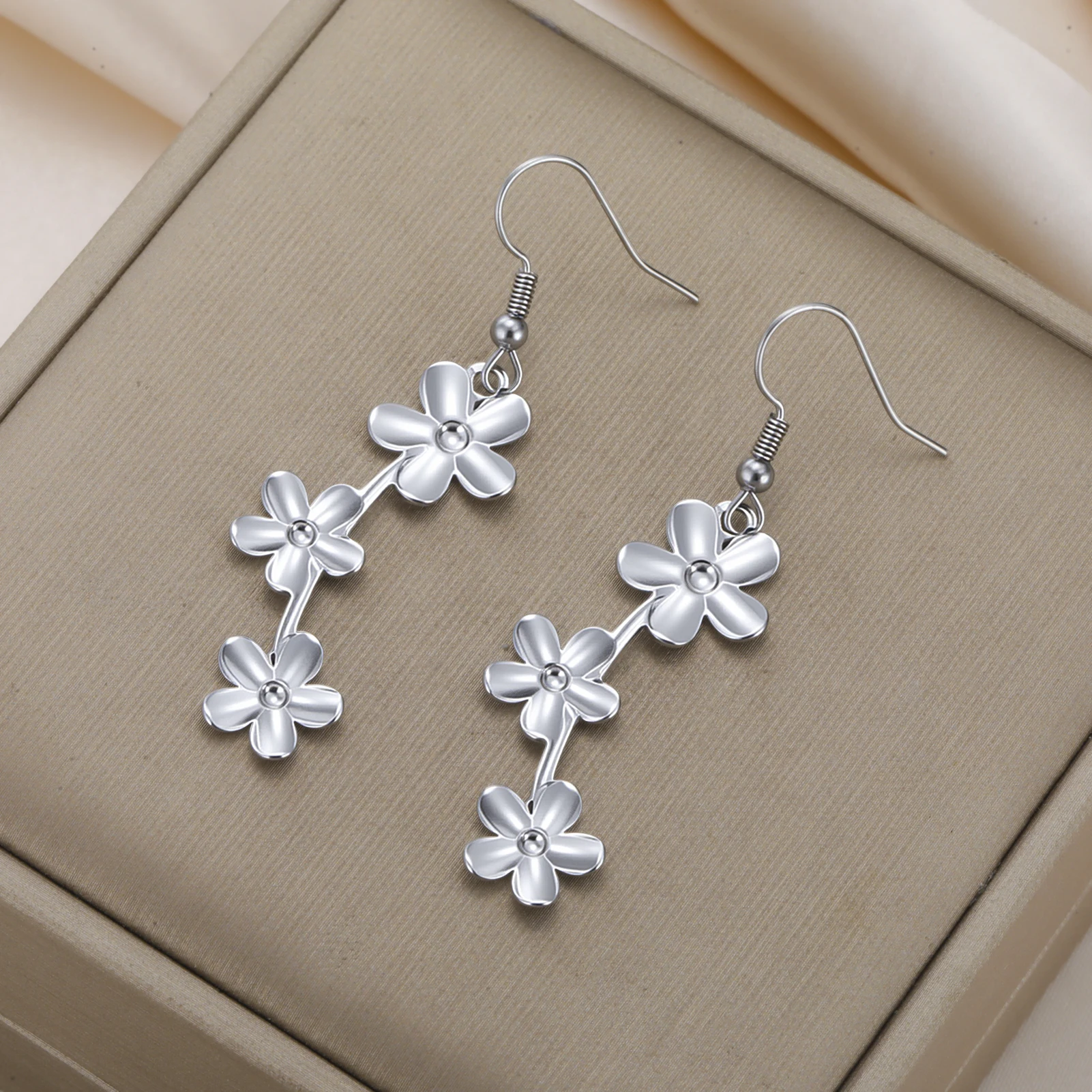 COOLTIME Mode Blume Baumeln Ohrringe für Frauen Edelstahl Gold Farbe Ohrring Schmuck Geschenk Großhandel – Detail 7